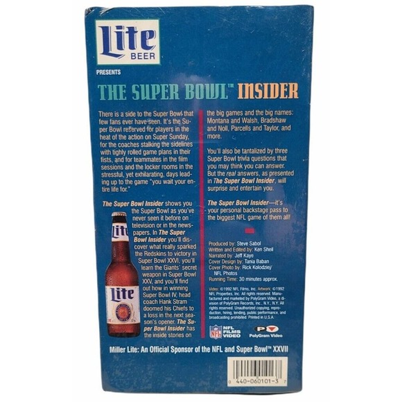 Miller Lite Beer The Super Bowl Insider VHS 1992 NFL Films Video SEALED - Picture 2 of 2